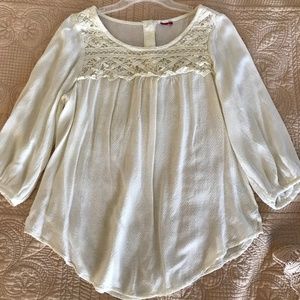 Macy's Polka Dot and Lace Smocked Blouse